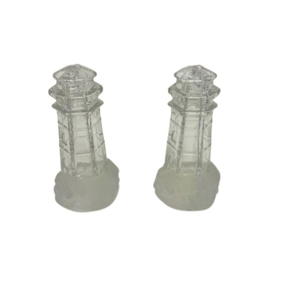 Lenox Crystal Lighthouse Salt and Pepper Shakers Set Germany Full Lead Crystal